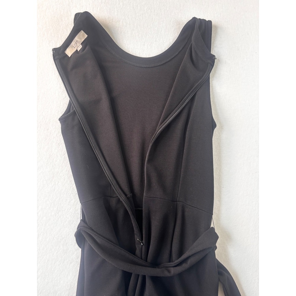 Ann Taylor LOFT Black Tortoiseshell Belted Wrap Sleeveless Shift Dress 10 - Picture 15 of 16